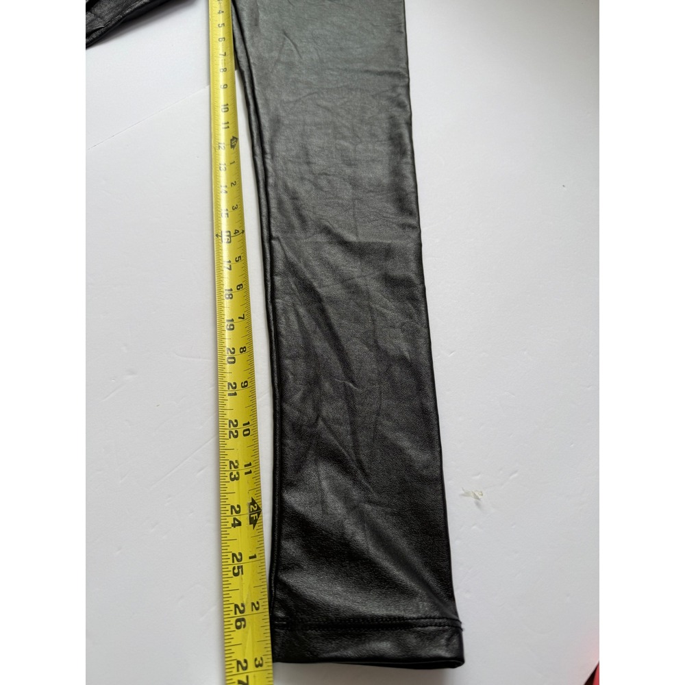 Faux Leather High Waisted Leggings Black Textured Slim Fit 25 waist Goth Party - Picture 4 of 7